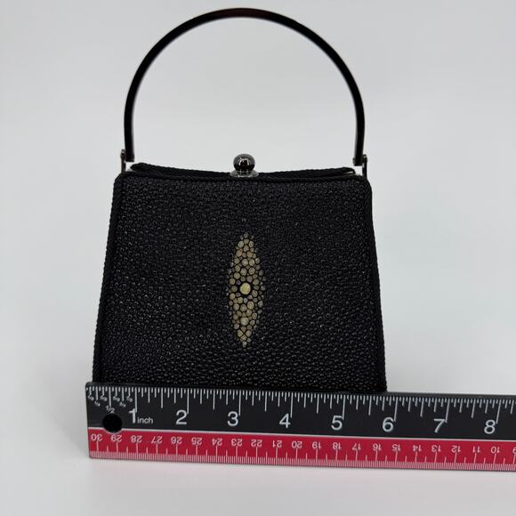 Moo Roo Charleston Black Stone Inlay Evening Hand Bag Mary Norton Signed 2003 - Picture 12 of 12